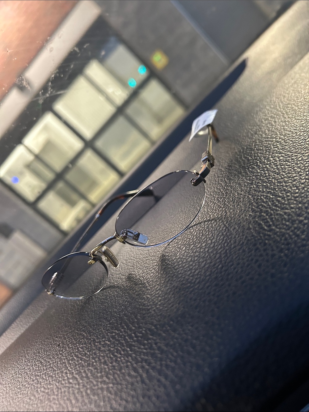 Miu Miu Rimless Sunglasses with Gray Lenses and Gold Hardware